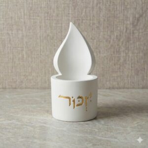 נר יזכור - לבן זהב