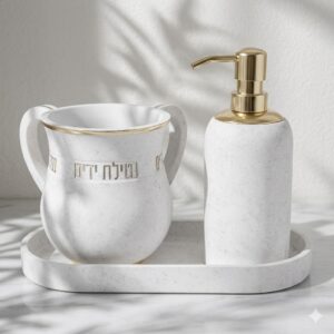 סט סבונייה - לבן זהב